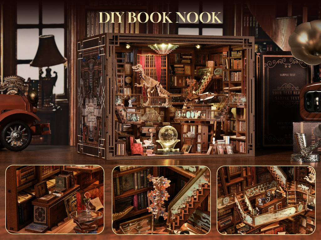 Minicity Beyond Library Max Book Nook DIY Kit – 3D Wooden Puzzle