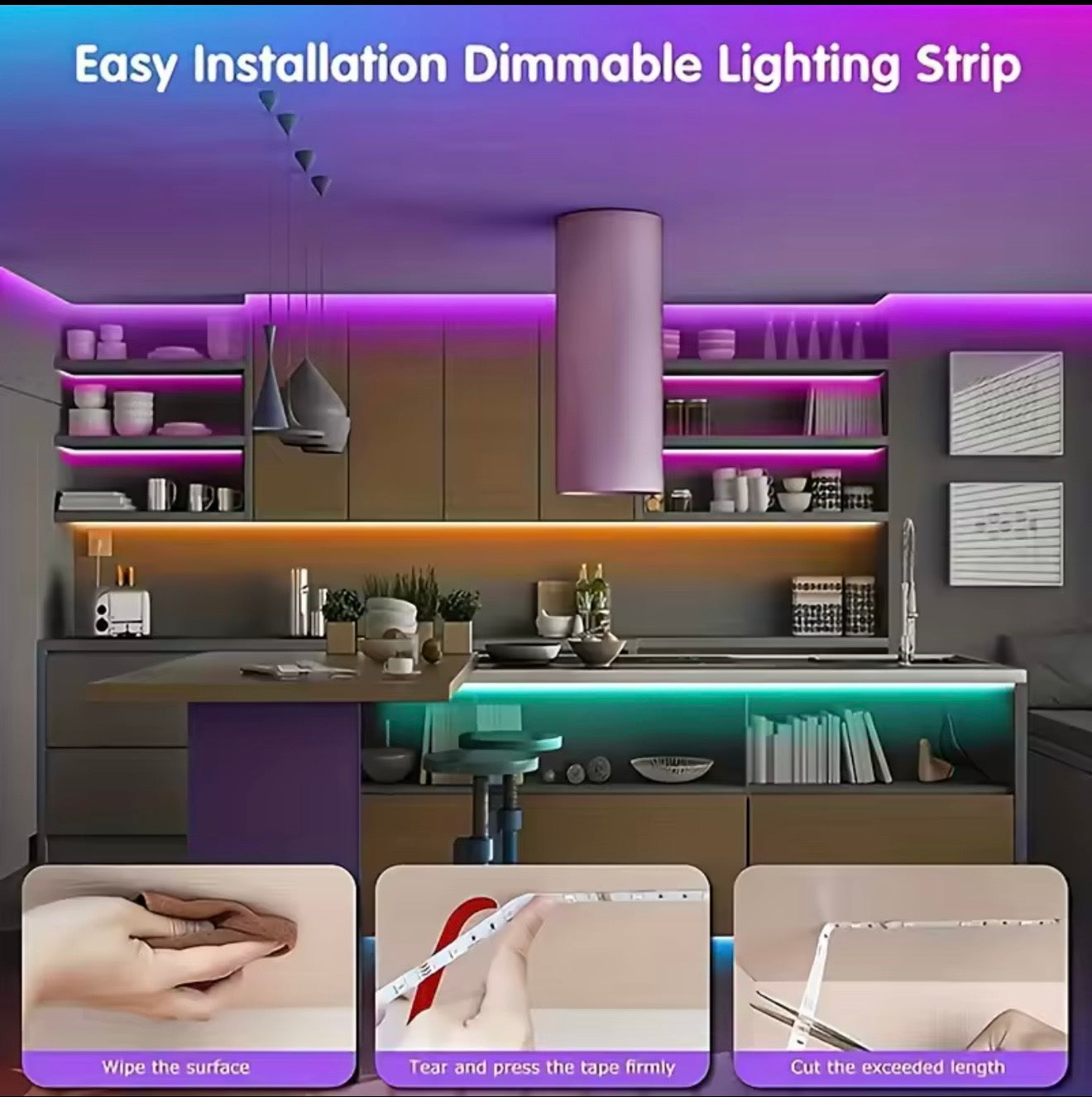 LED Strip Lights USB 5-20m RGB Colour Changing Tape for TV Kitchen Cabinet
