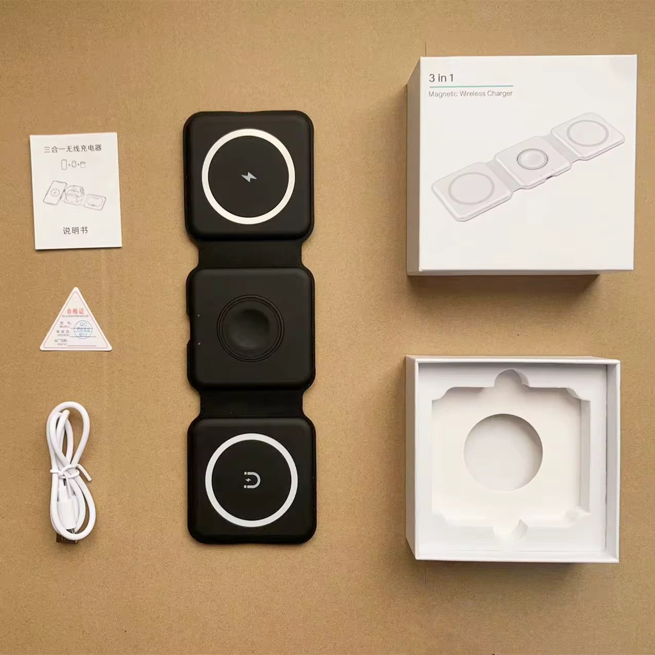 3in1 Magnetic Folding  Charger For Apple iPhone AirPods Watch Samsung