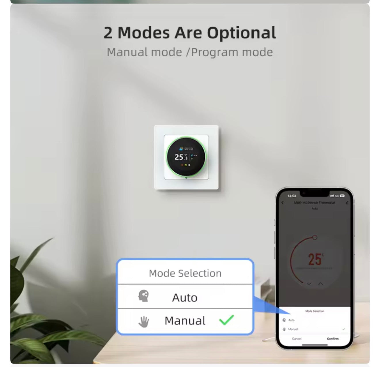 Avatto WT20R WiFi Smart Knob Thermostat – Electric Floor Heating & Water/Gas Boiler