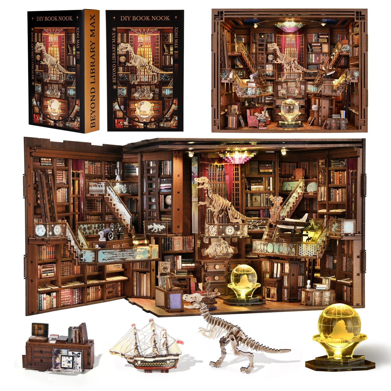 Minicity Beyond Library Max Book Nook DIY Kit – 3D Wooden Puzzle