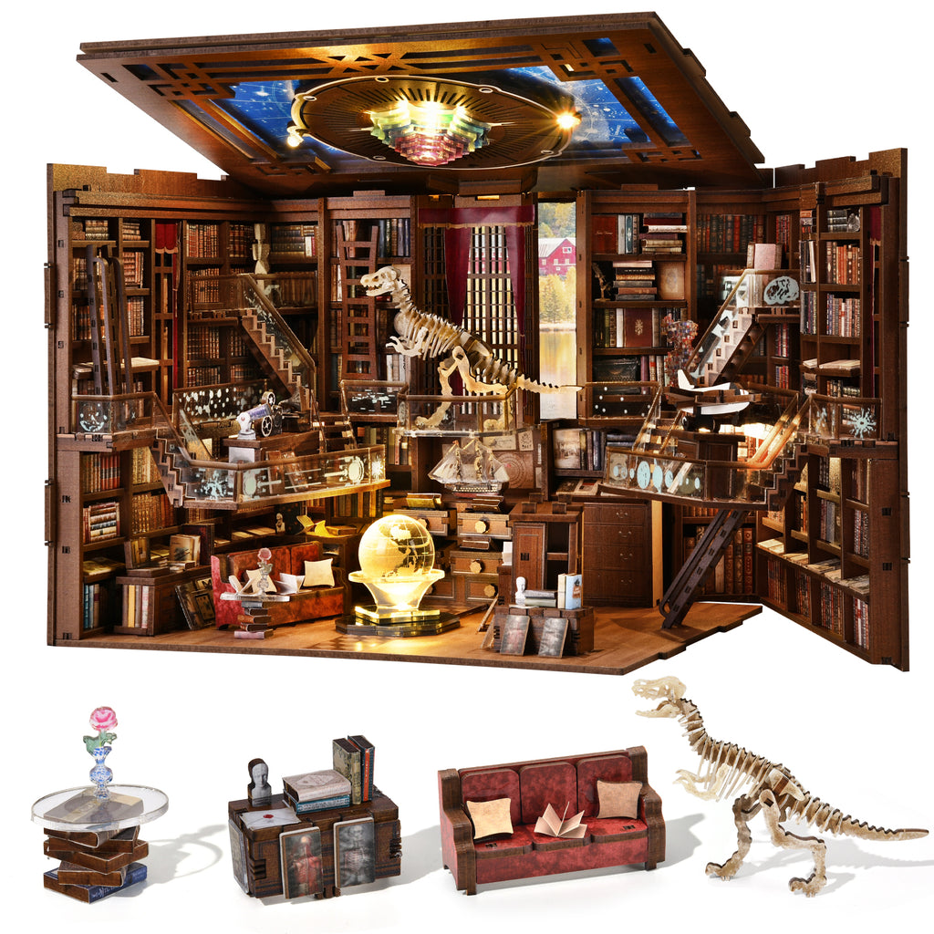 Minicity Beyond Library Max Book Nook DIY Kit – 3D Wooden Puzzle