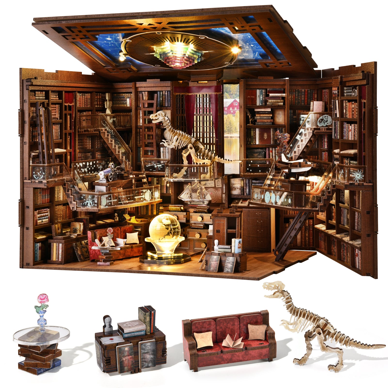 Minicity Beyond Library Max Book Nook DIY Kit – 3D Wooden Puzzle