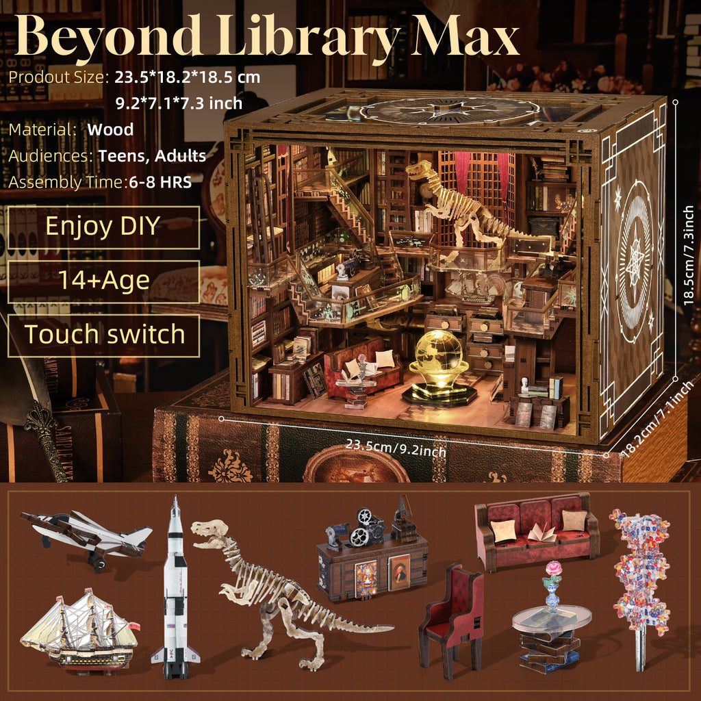 Minicity Beyond Library Max Book Nook DIY Kit – 3D Wooden Puzzle
