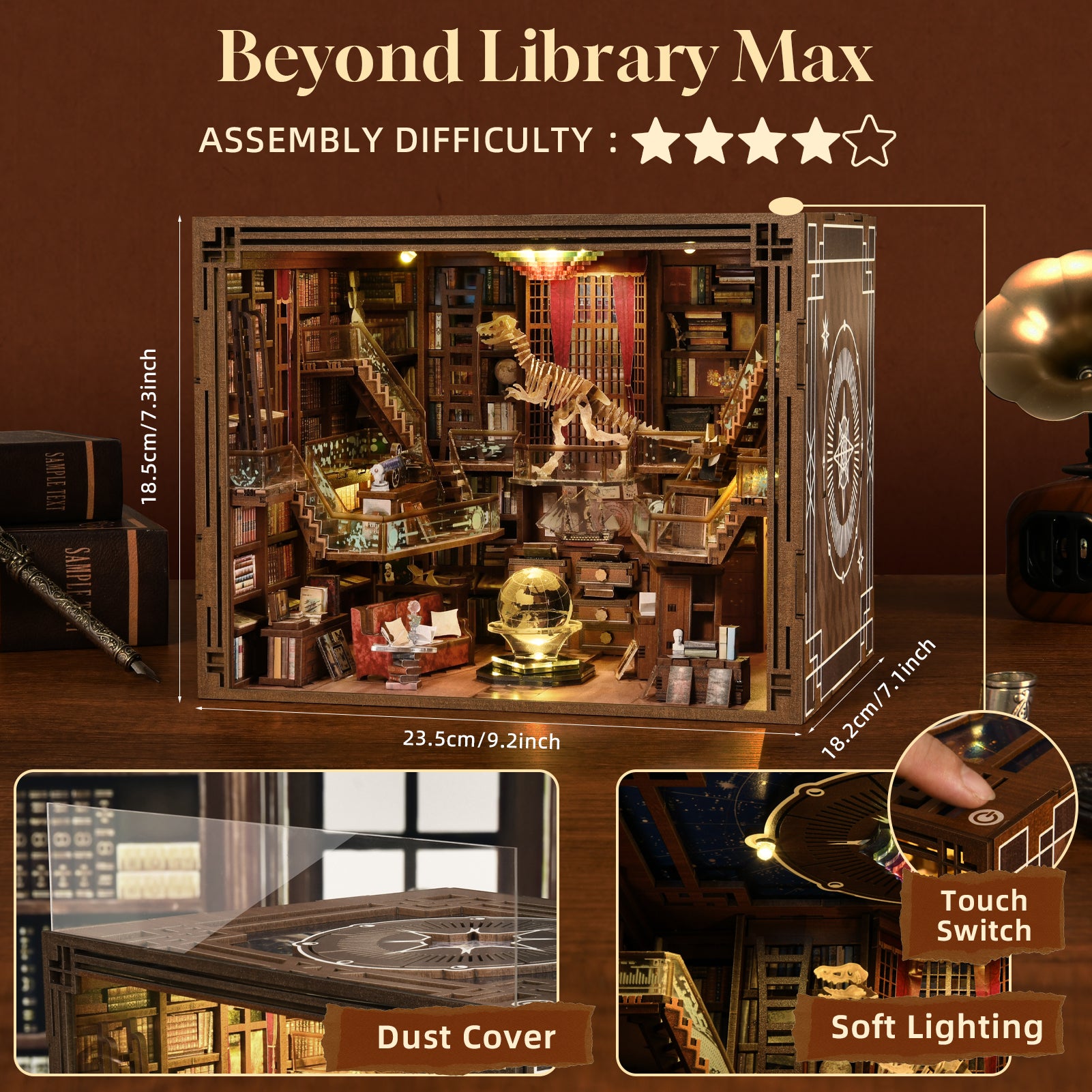 Minicity Beyond Library Max Book Nook DIY Kit – 3D Wooden Puzzle