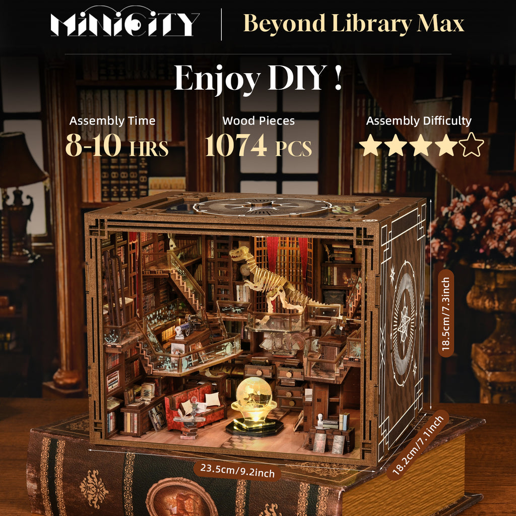 Minicity Beyond Library Max Book Nook DIY Kit – 3D Wooden Puzzle