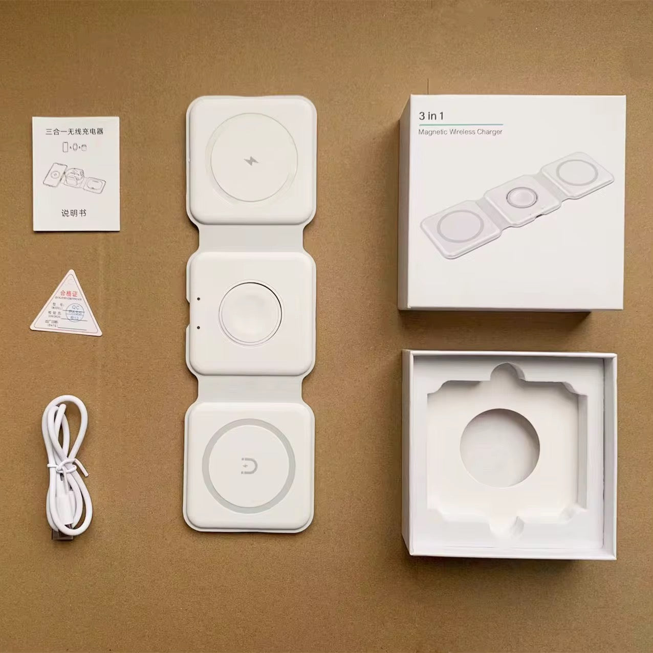 3in1 Magnetic Folding  Charger For Apple iPhone AirPods Watch Samsung