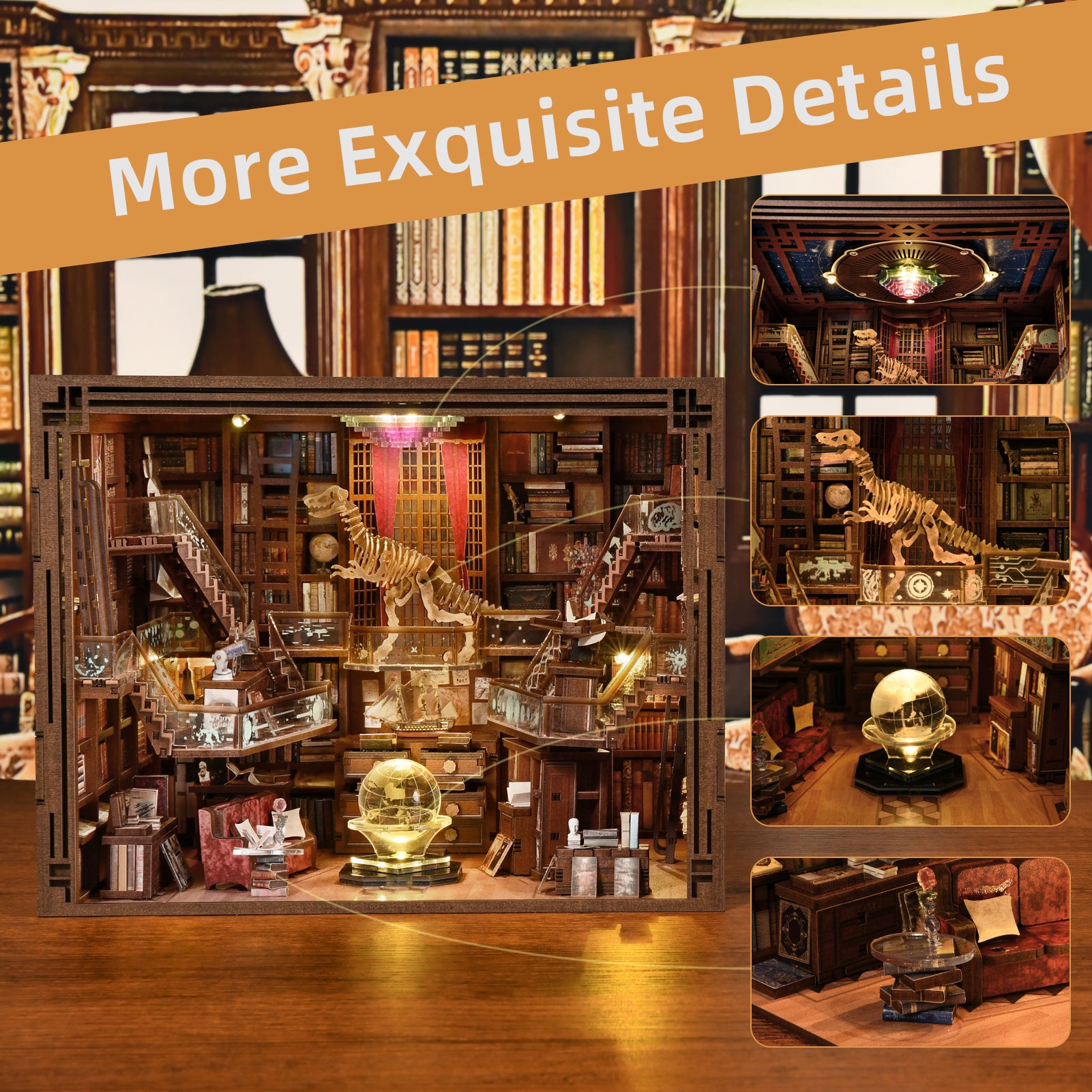 Minicity Beyond Library Max Book Nook DIY Kit – 3D Wooden Puzzle