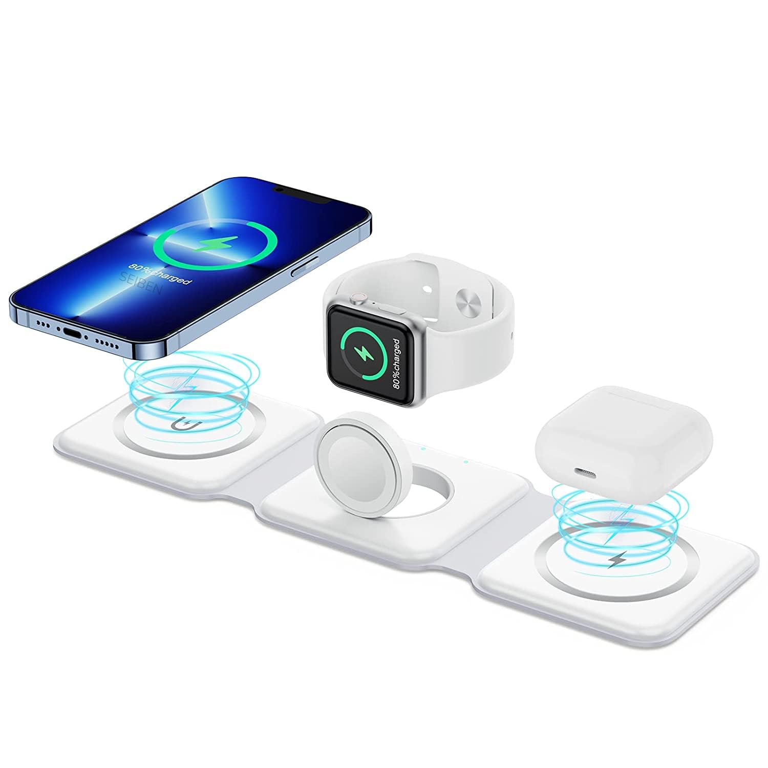 3in1 Magnetic Folding  Charger For Apple iPhone AirPods Watch Samsung