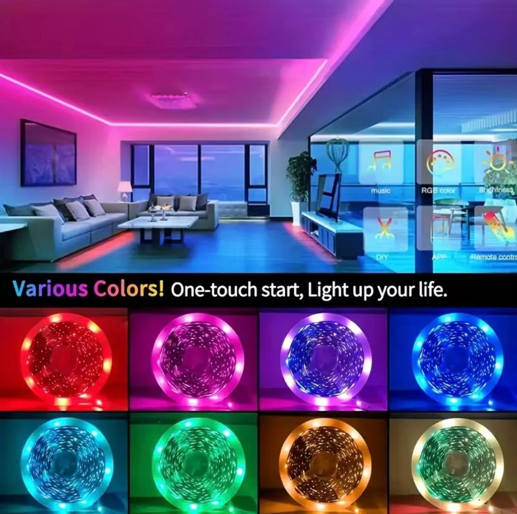 LED Strip Lights USB 5-20m RGB Colour Changing Tape for TV Kitchen Cabinet
