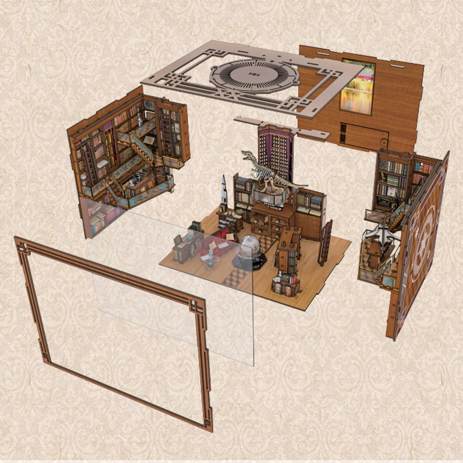 Minicity Beyond Library Max Book Nook DIY Kit – 3D Wooden Puzzle