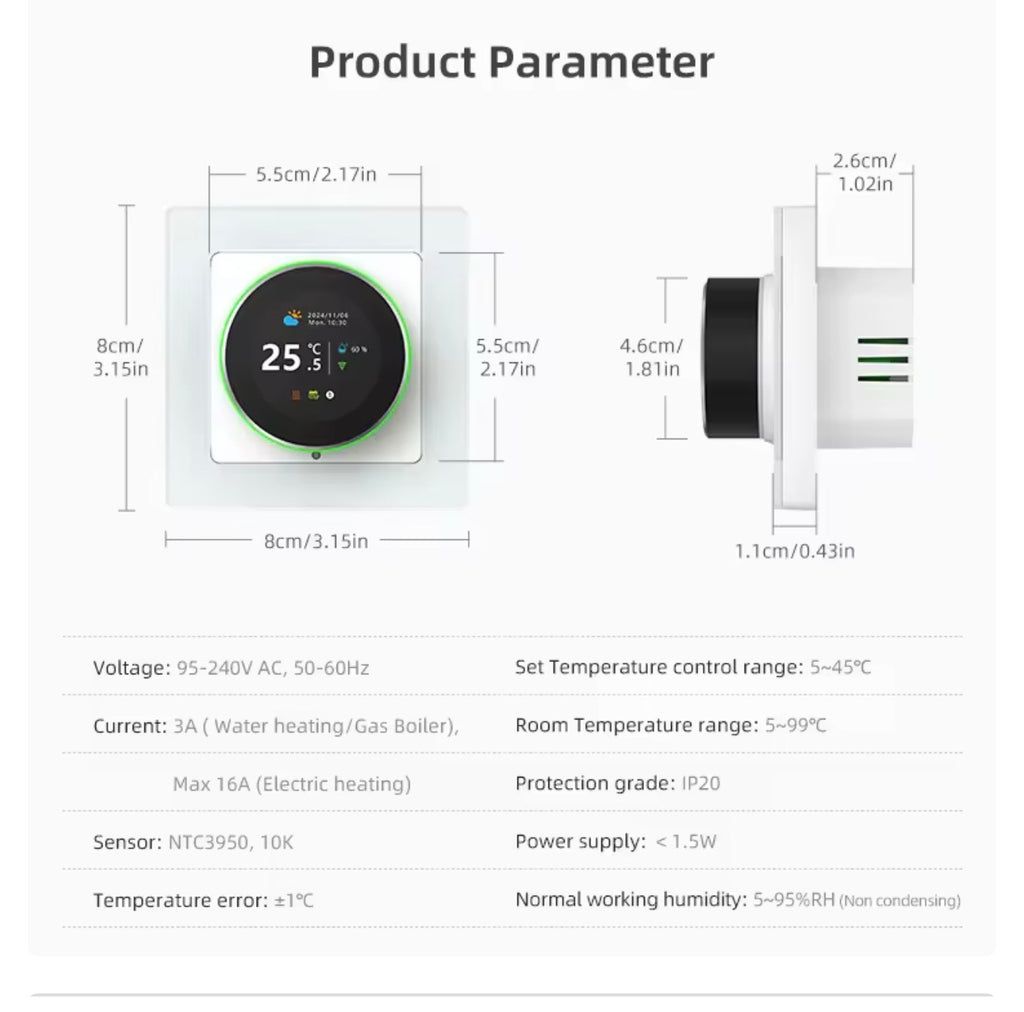 Avatto WT20R WiFi Smart Knob Thermostat – Electric Floor Heating & Water/Gas Boiler