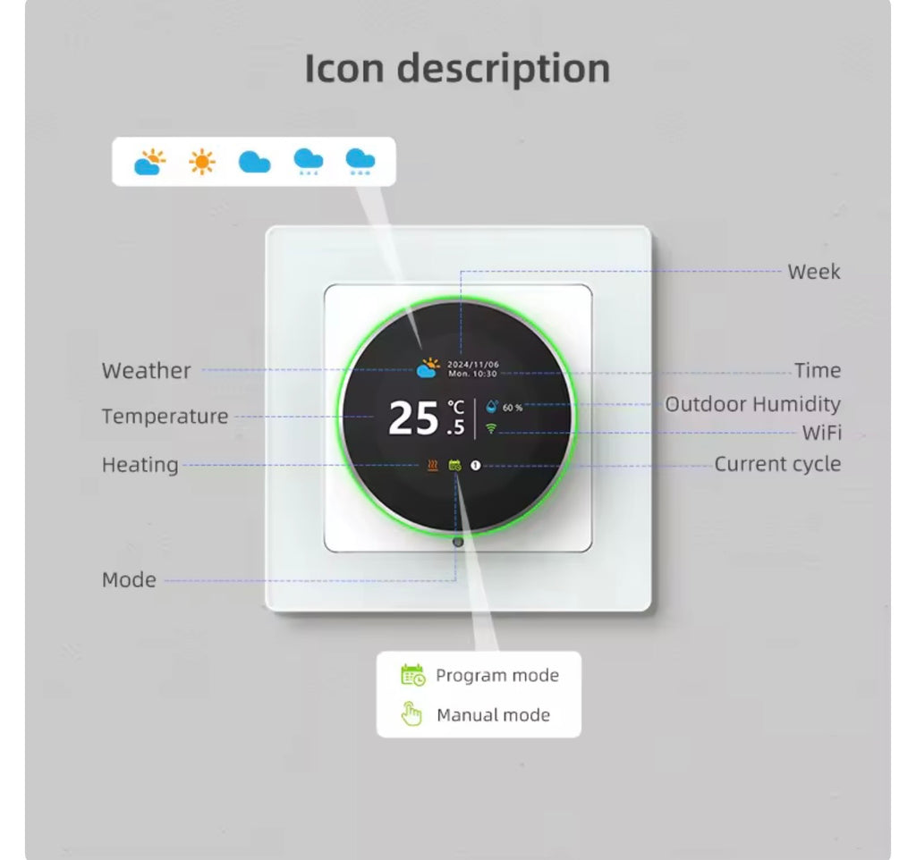 Avatto WT20R WiFi Smart Knob Thermostat – Electric Floor Heating & Water/Gas Boiler