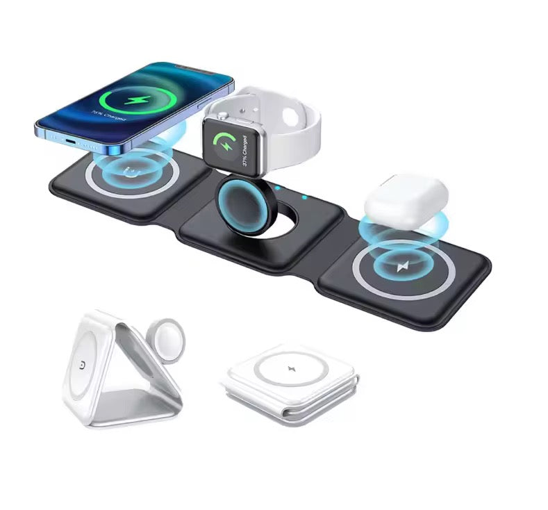 3in1 Magnetic Folding  Charger For Apple iPhone AirPods Watch Samsung