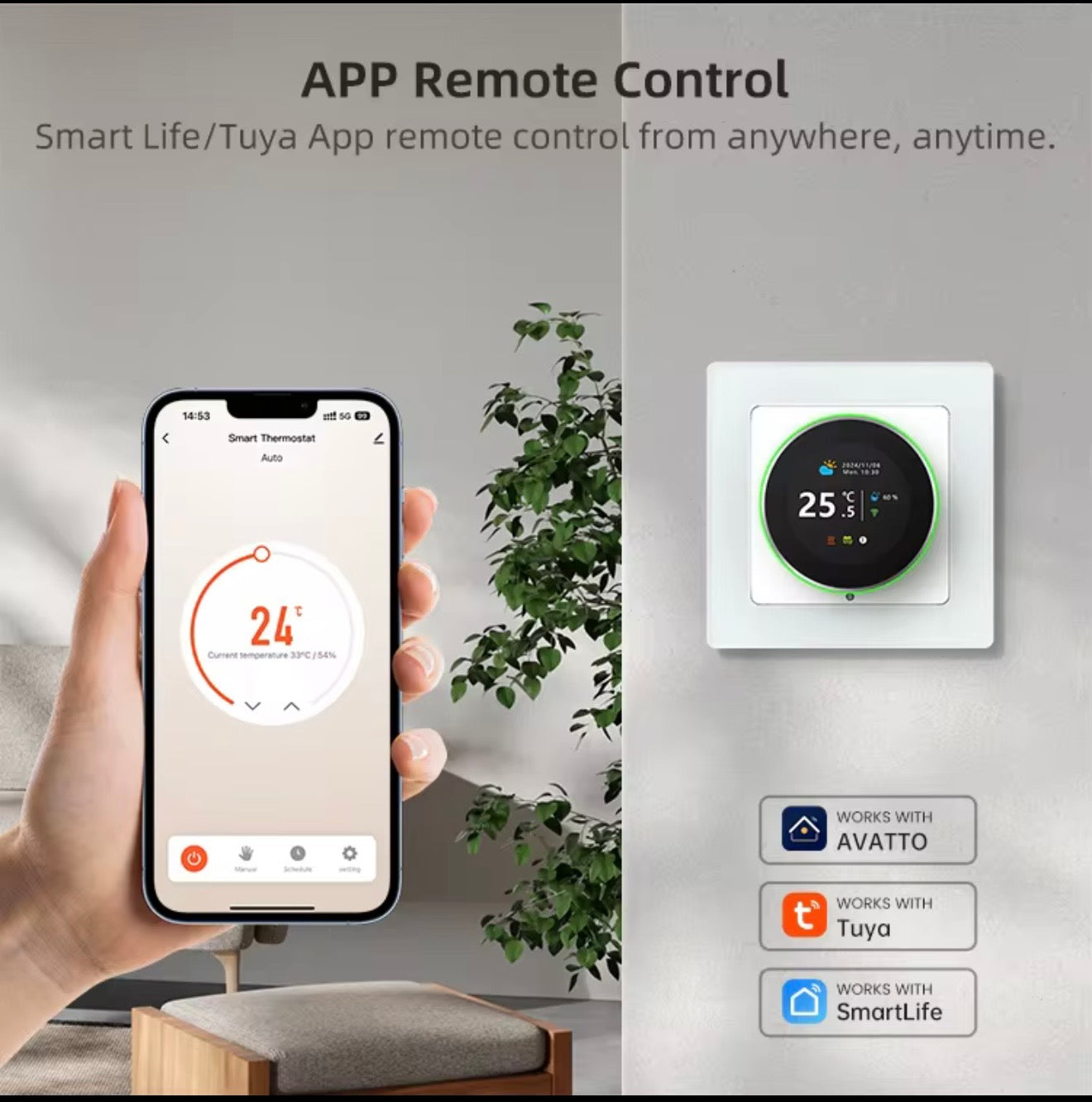Avatto WiFi Smart Knob Thermostat for Water & Gas Boiler (WT20R) – Tuya