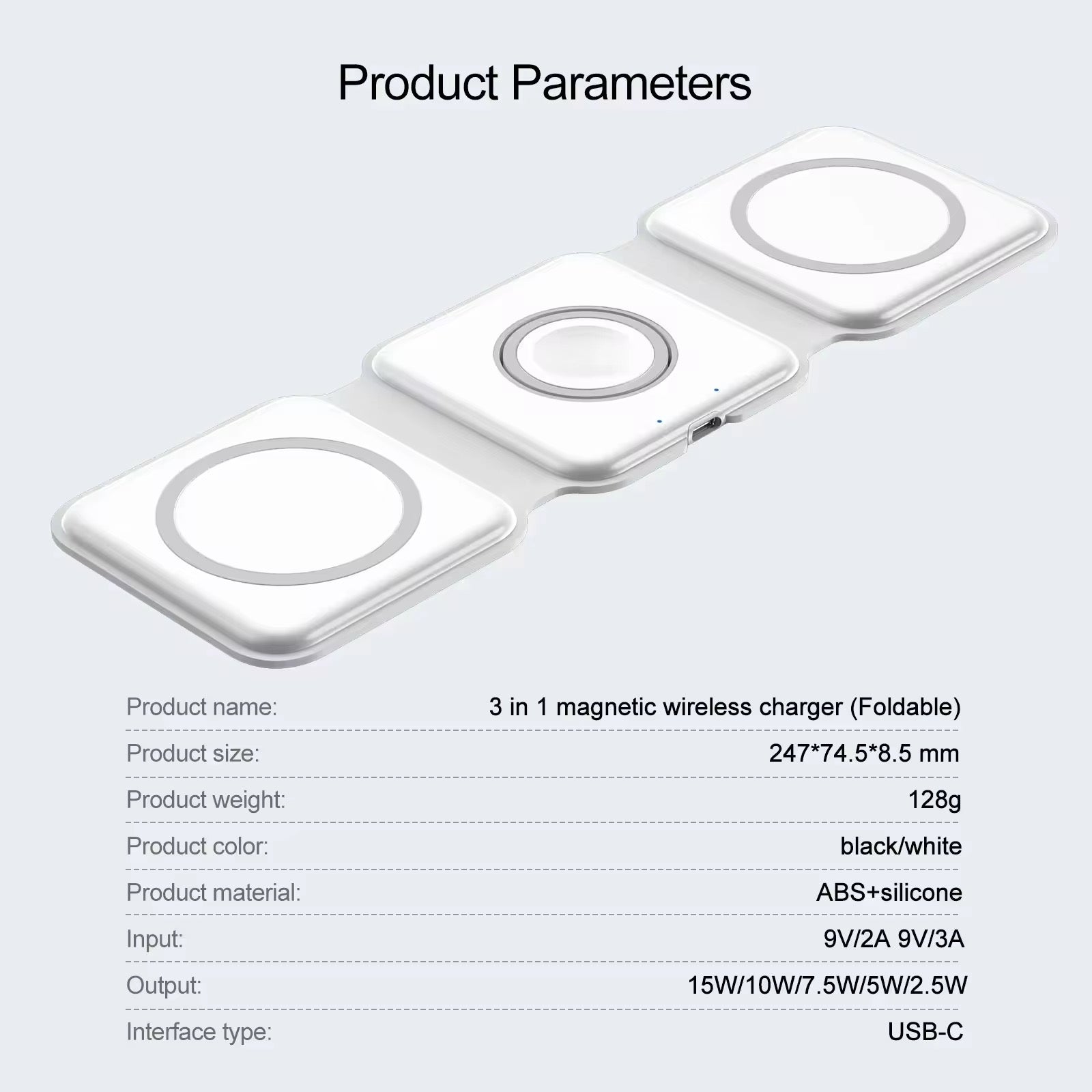 3in1 Magnetic Folding  Charger For Apple iPhone AirPods Watch Samsung