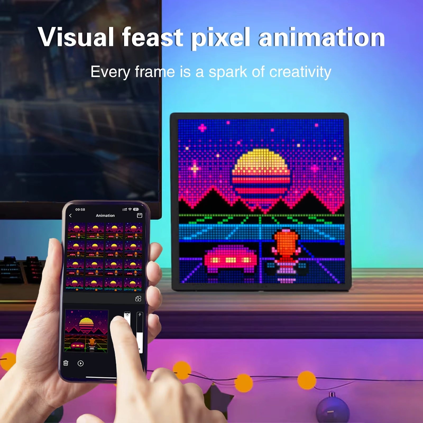 64x64 Pixel Screen Alarm Clock – DIY Custom Pixel Art Smart LED Ambient Light