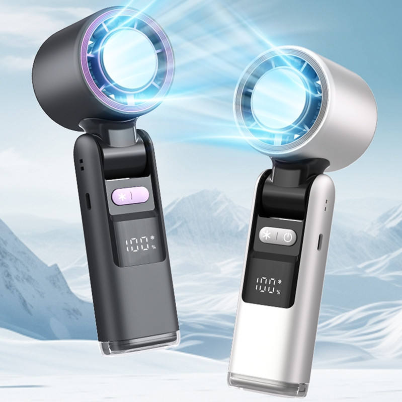 High-Speed Ice Compress Handheld Fan with Digital Display | 100 Speed Foldable Cooling Fan