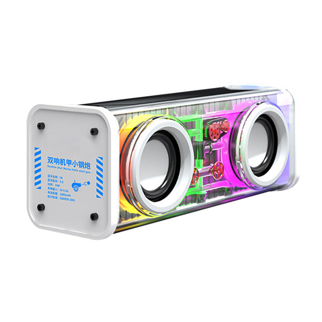 Transparent Mecha Wireless Speaker V8 RGB LED Bluetooth 5.3 IPX4