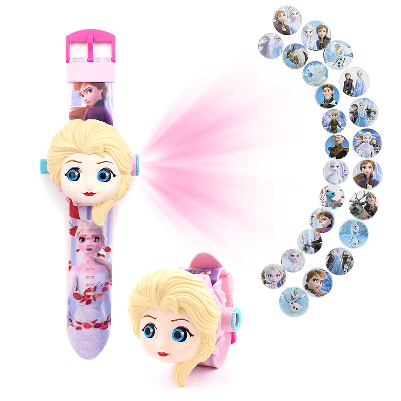 Children's Watches Cartoon Hero Frozen Spiderman Iron Man Captain America Hello Kitty Kids' Flip Projection Quartz Digital Wristwatch