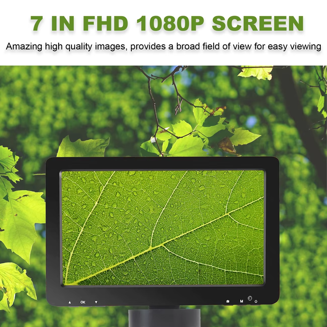 Digital USB Stereo Microscope 1200X with 7" HD Display & LED Light