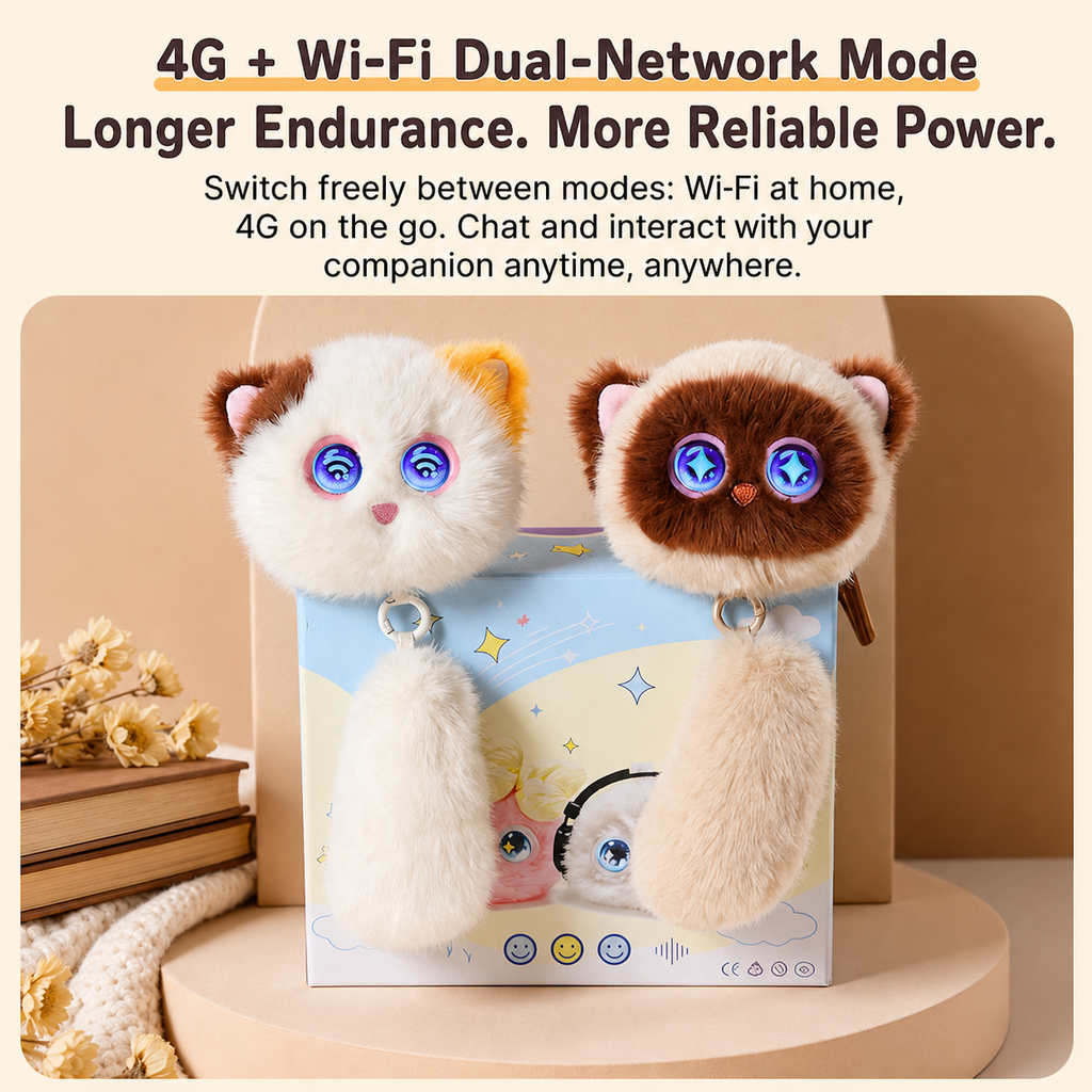TechStar AI Cat Companion Interactive Plush Toy