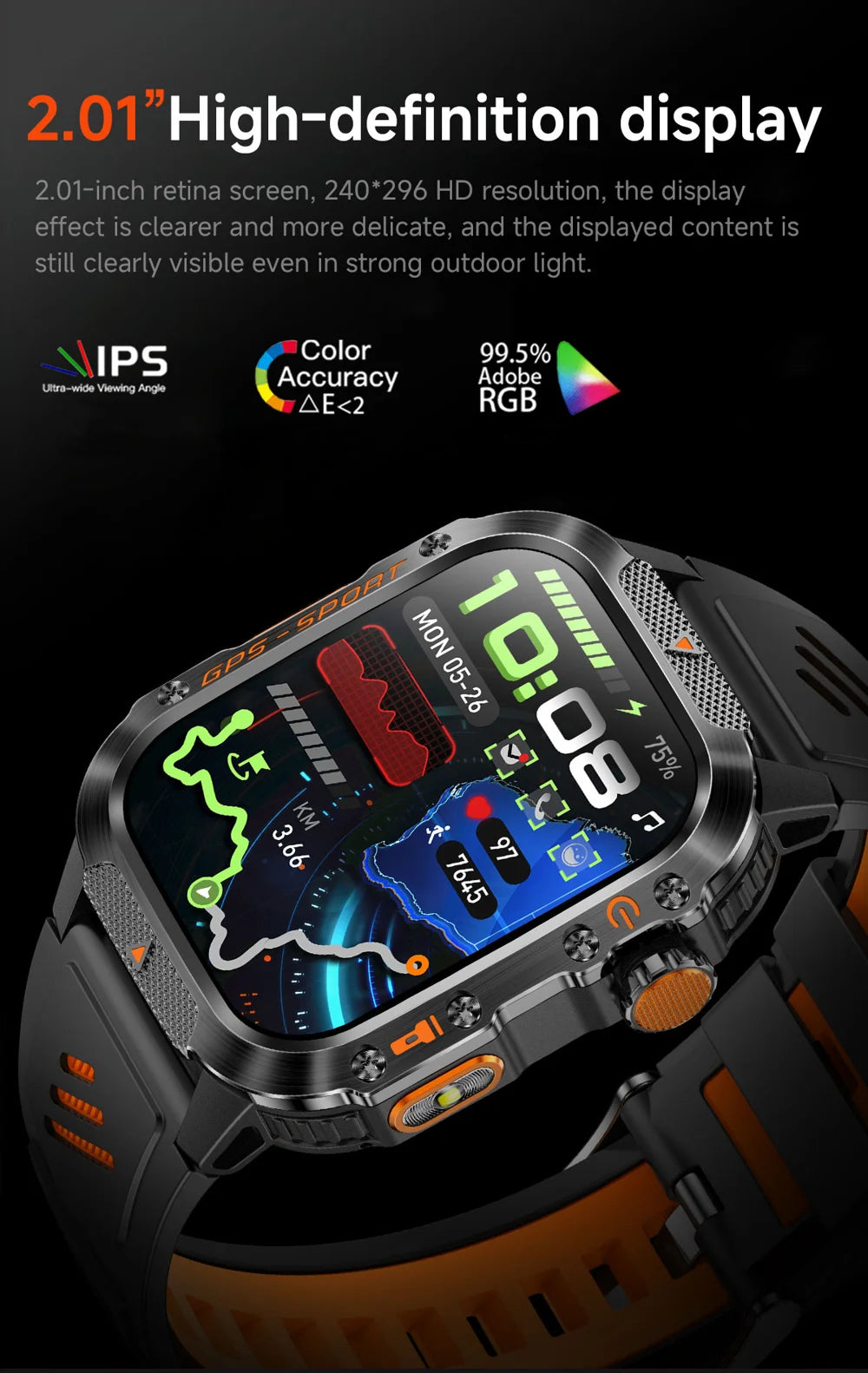 HT36 GPS Smartwatch with LED Flashlight & Bluetooth Calling
