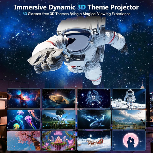 3D Galaxy Projector – 60 Dynamic Scenes, HD Planetarium with Bluetooth Speaker