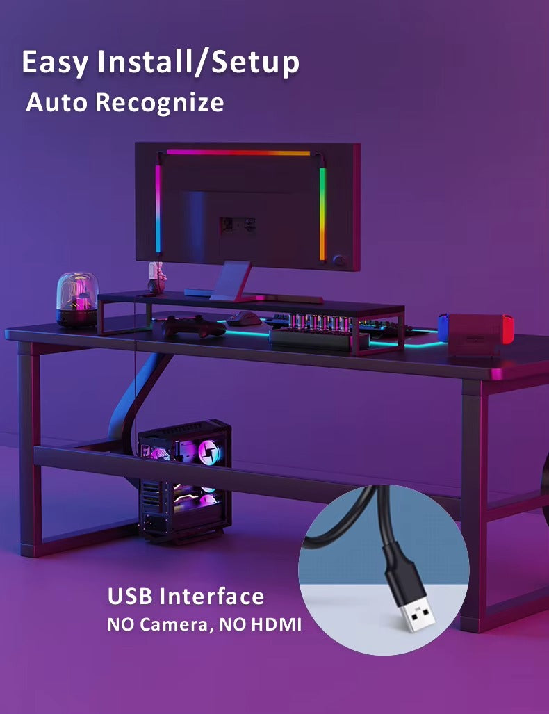 RGBIC LED Monitor Backlight Strip – Screen Sync USB Gaming Atmosphere Light 24" 27" 32" 34"