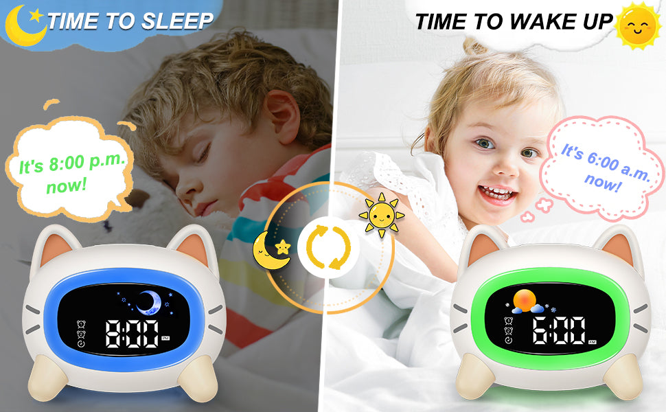 Kids Sleep Trainer & Sunrise Alarm Clock with 7-Colour Night Light & White Noise Machine