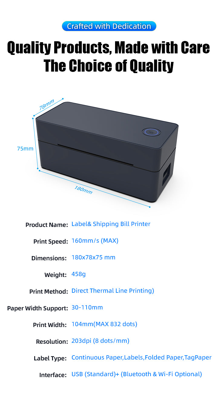 Thermal Label Printer USB & Bluetooth – POS9260 | Android, iPhone, Windows & Mac