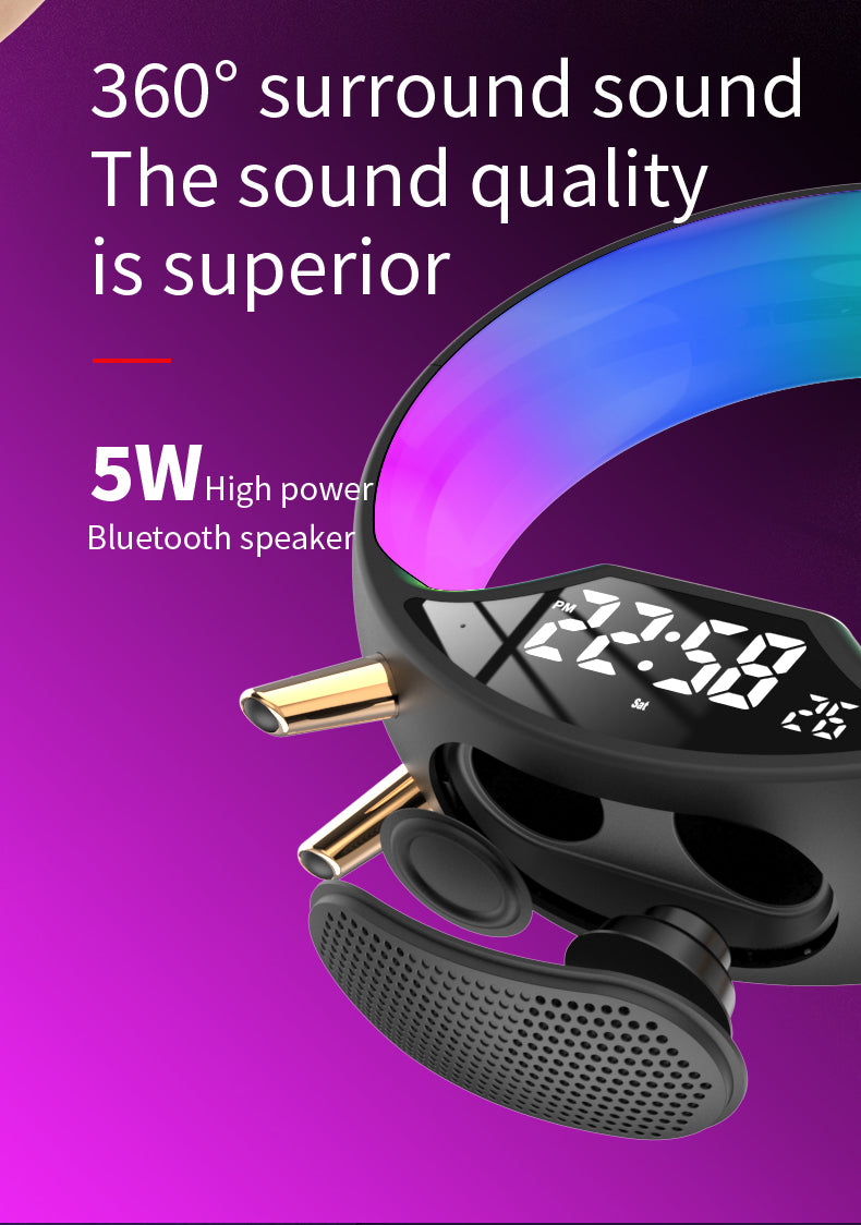 RGB Bedside Lamp with Bluetooth Speaker, Wireless Charger & Sunrise Alarm Clock