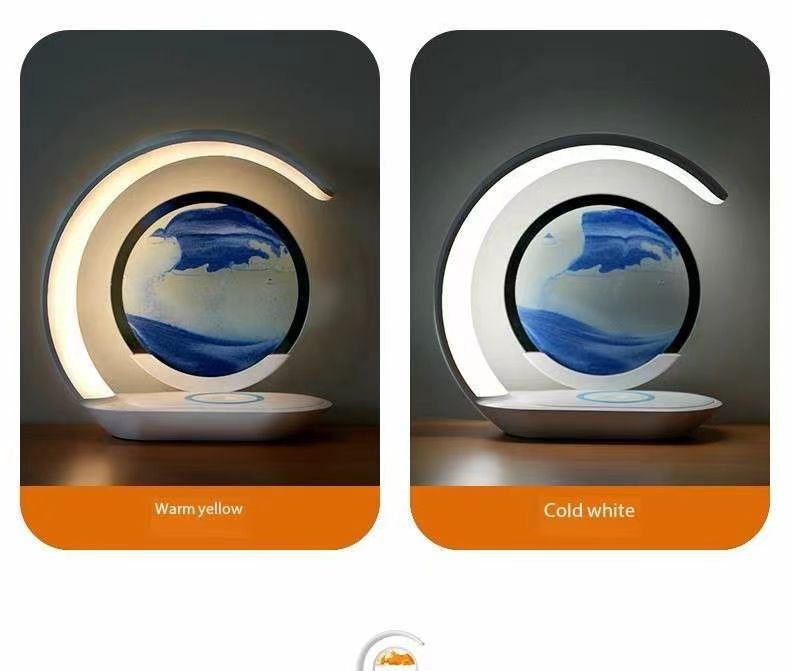 Smart Desk Lamp with Wireless Phone Charging & Quicksand Art | LED Night Light