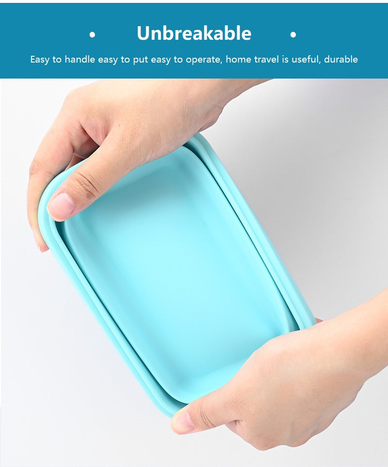 Collapsible Silicone Lunch Box Set of 4 | Microwave Safe Food Containers with Plastic Lids - Jackson’s Cool Stuff