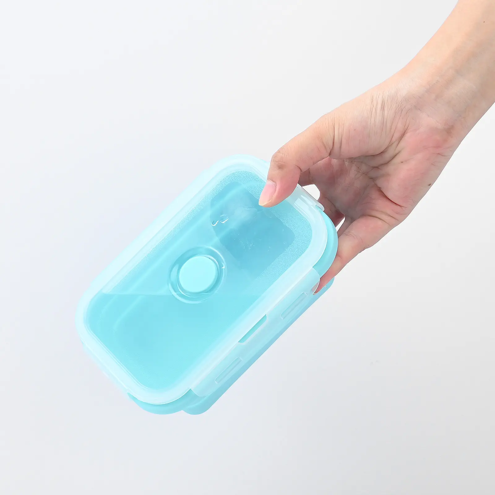 Collapsible Silicone Lunch Box Set of 4 | Microwave Safe Food Containers with Plastic Lids - Jackson’s Cool Stuff