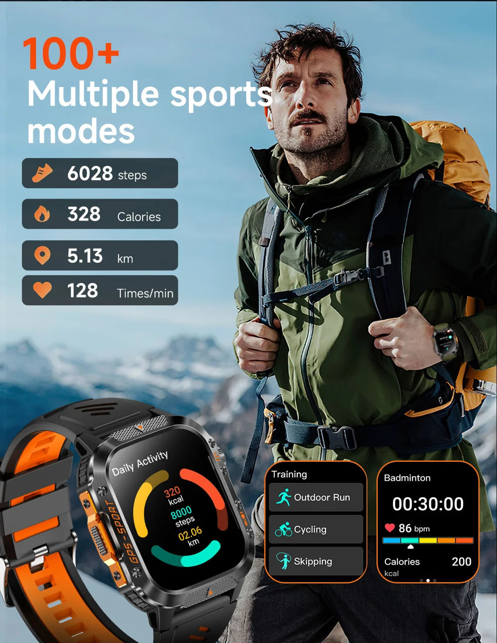 HT36 GPS Smartwatch with LED Flashlight & Bluetooth Calling