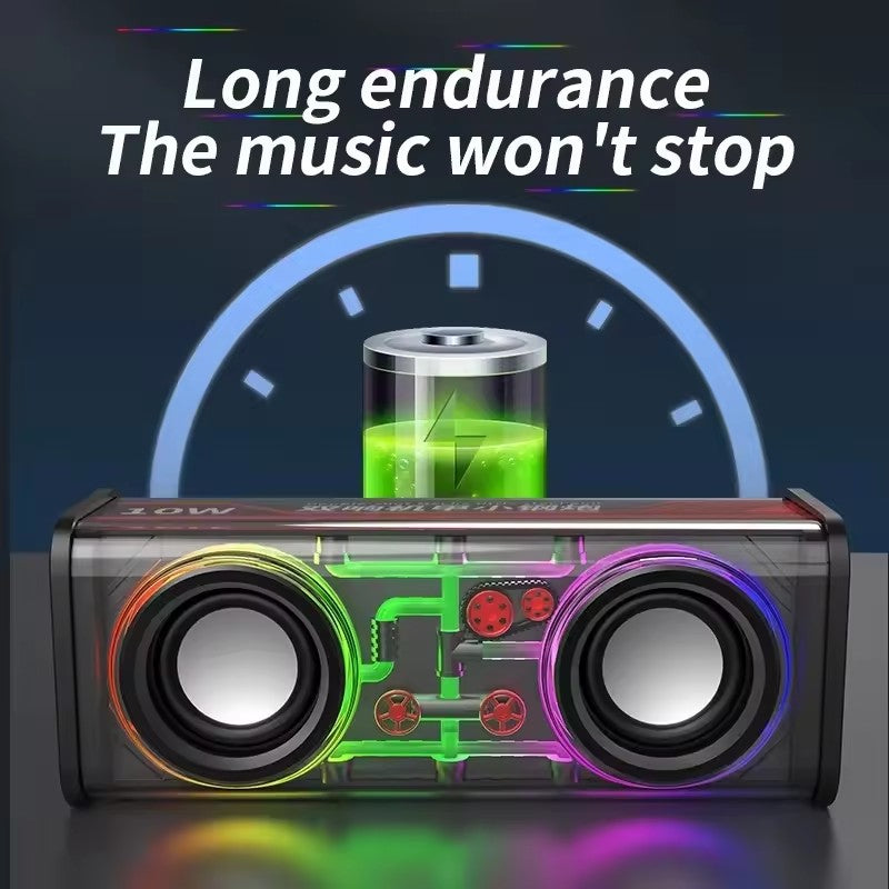 Transparent Mecha Wireless Speaker V8 RGB LED Bluetooth 5.3 IPX4