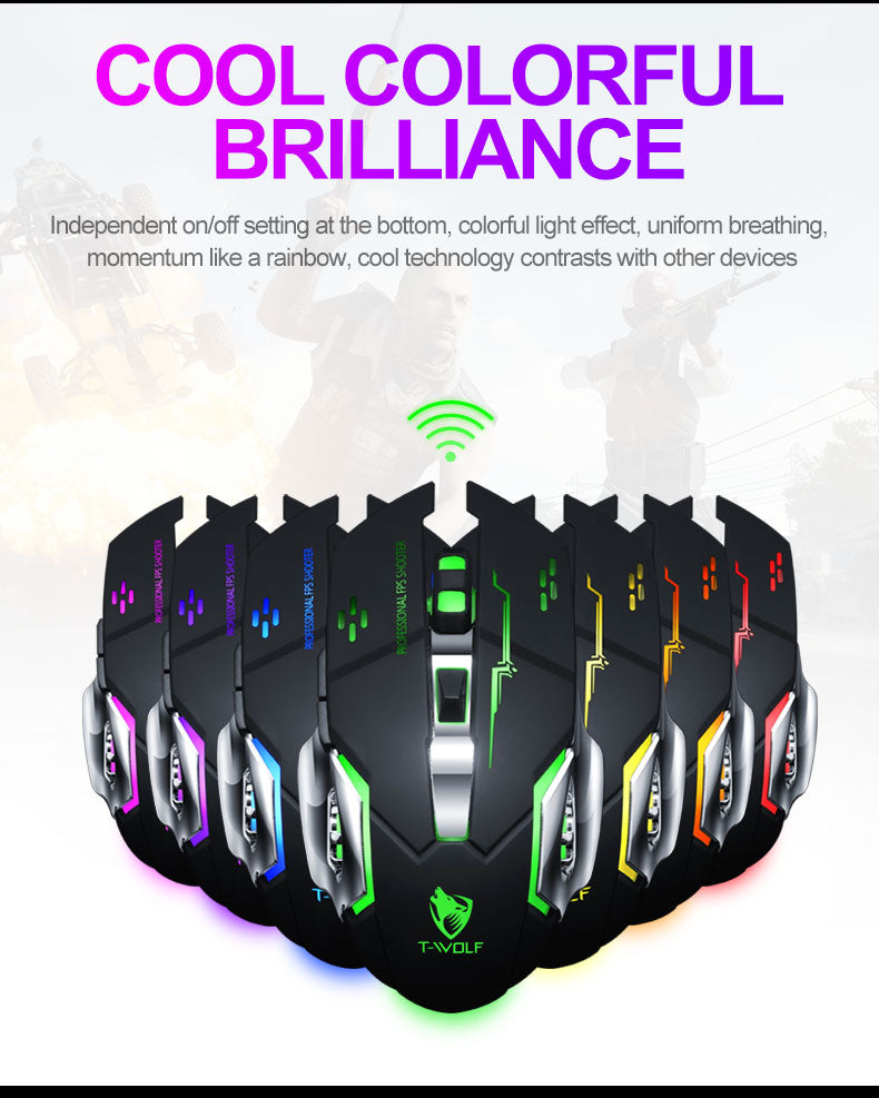 T-WOLF Q13B Dual-Mode Rechargeable Wireless Gaming Mouse