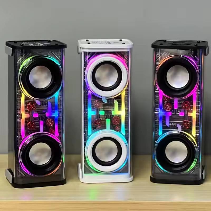 Transparent Mecha Wireless Speaker V8 RGB LED Bluetooth 5.3 IPX4