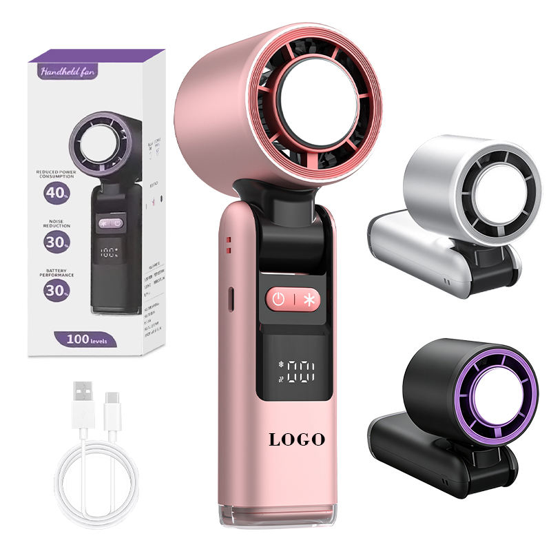High-Speed Ice Compress Handheld Fan with Digital Display | 100 Speed Foldable Cooling Fan