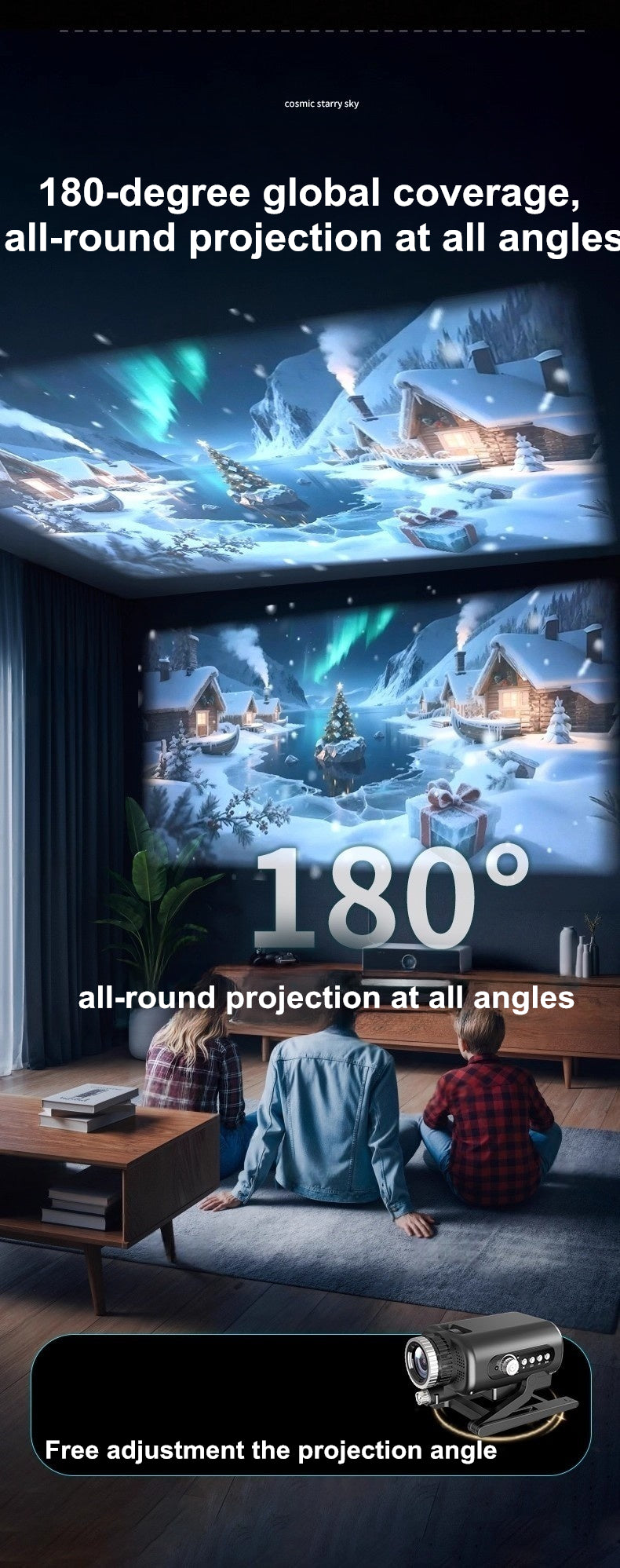 3D Galaxy Projector – 60 Dynamic Scenes, HD Planetarium with Bluetooth Speaker