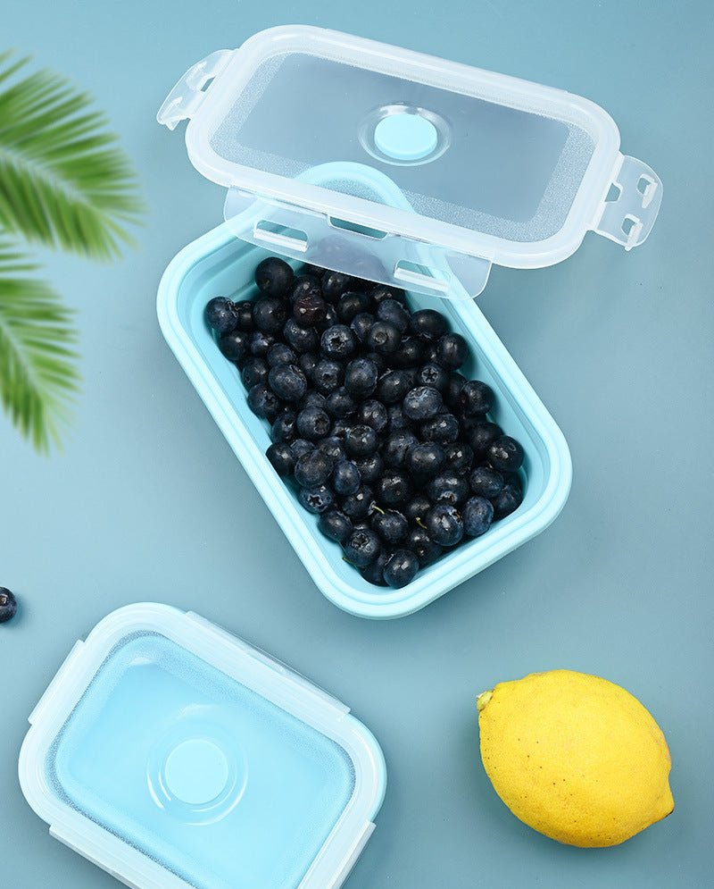 Collapsible Silicone Lunch Box Set of 4 | Microwave Safe Food Containers with Plastic Lids - Jackson’s Cool Stuff