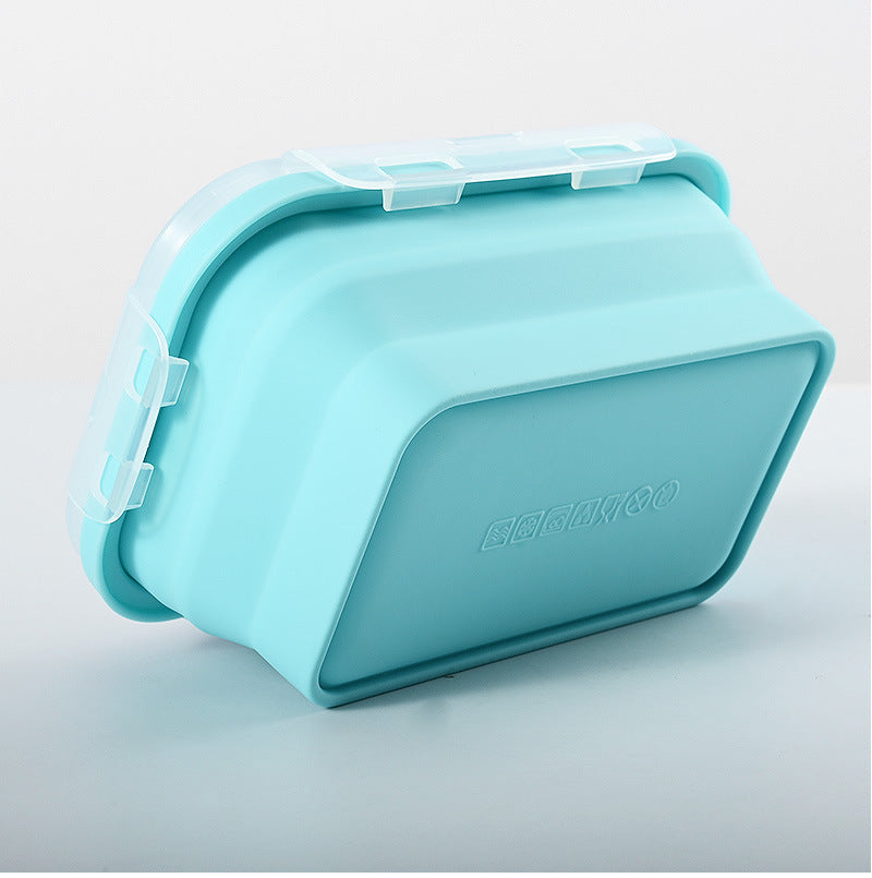 Collapsible Silicone Lunch Box Set of 4 | Microwave Safe Food Containers with Plastic Lids - Jackson’s Cool Stuff