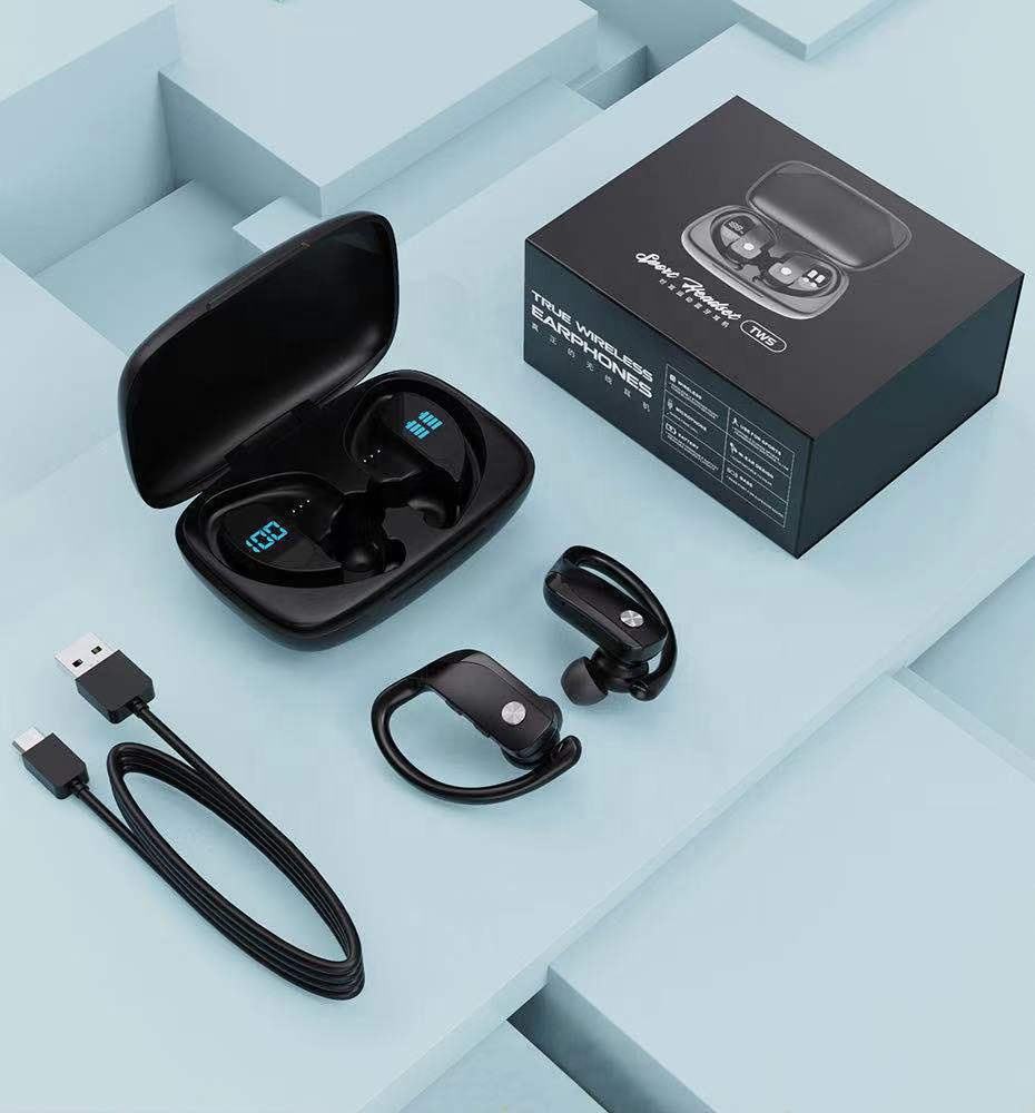 T16 TWS Ear Hook Sports Earbuds – True Wireless Bass Gaming Headphones