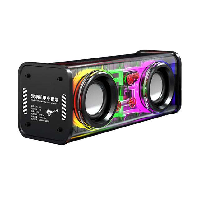 Transparent Mecha Wireless Speaker V8 RGB LED Bluetooth 5.3 IPX4