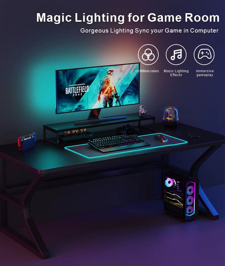 RGBIC LED Monitor Backlight Strip – Screen Sync USB Gaming Atmosphere Light 24" 27" 32" 34"