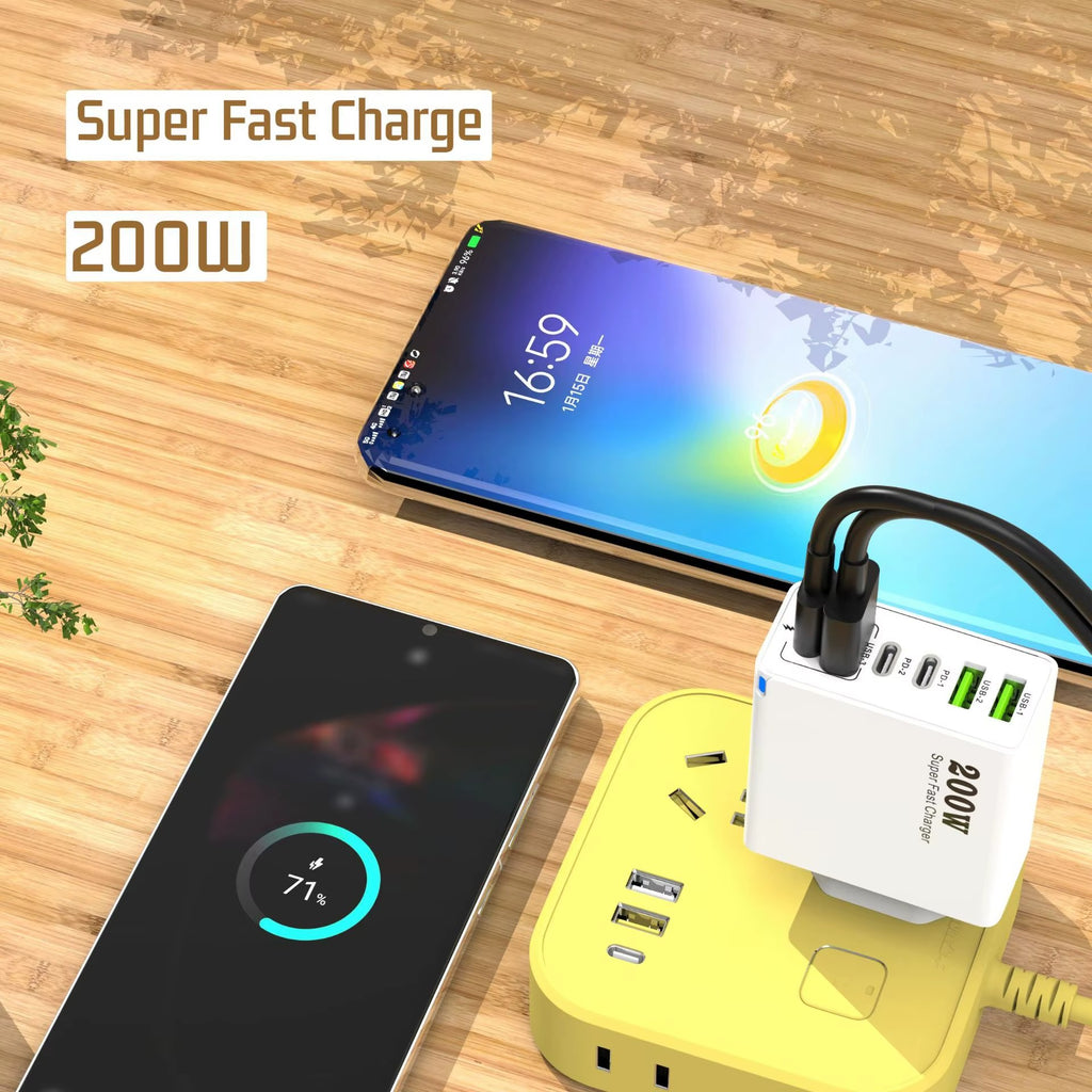6-Port USB Charging Hub – 200W Fast Charger with USB-A & USB-C | UK Plug - Jackson’s Cool Stuff