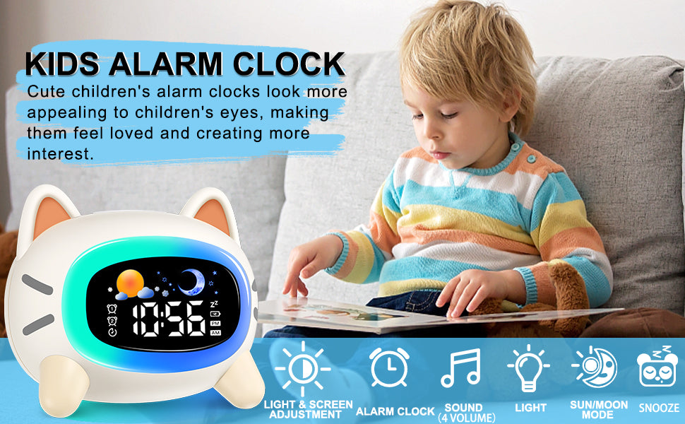Kids Sleep Trainer & Sunrise Alarm Clock with 7-Colour Night Light & White Noise Machine