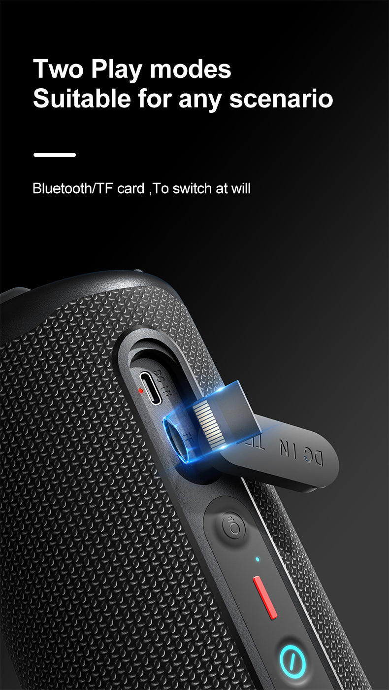 Portable Outdoor Bluetooth Speaker – 16W Subwoofer with RGB LED Lighting