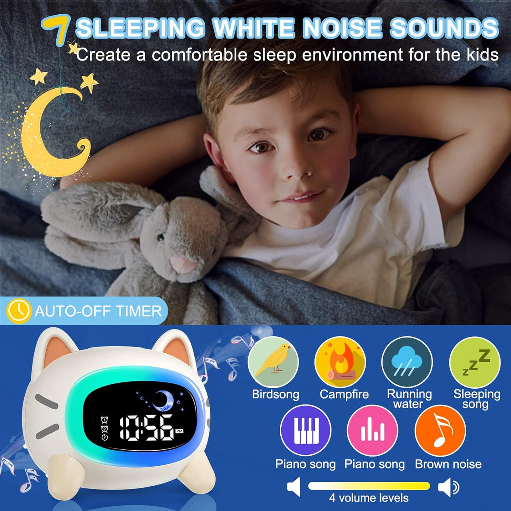 Kids Sleep Trainer & Sunrise Alarm Clock with 7-Colour Night Light & White Noise Machine